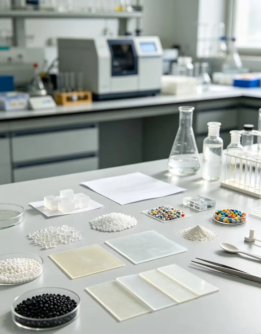 Laboratory analysis of polymer and plastic material composition testing