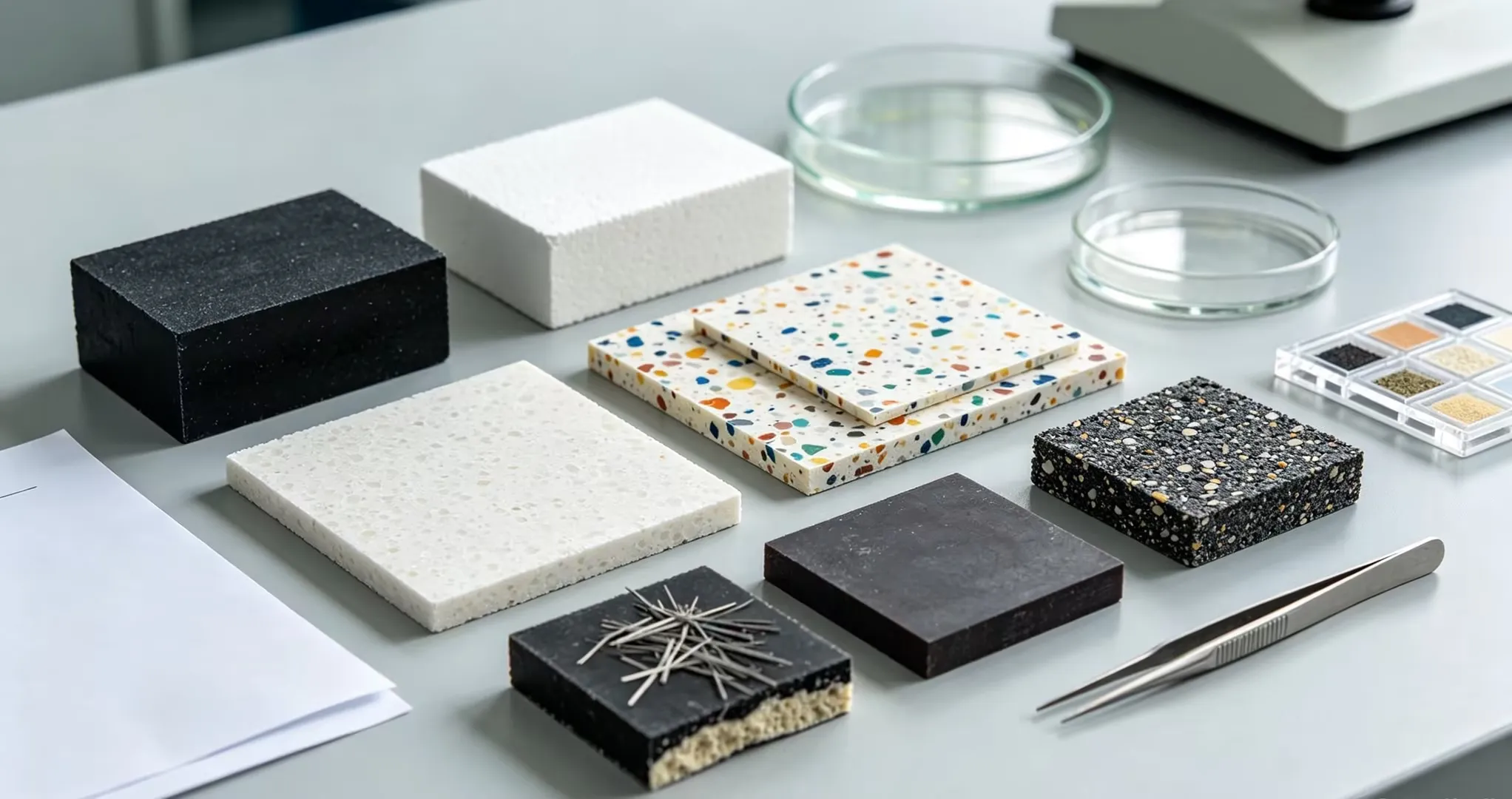 Plastic materials containing fillers, fibers, pigments, flame retardants, or reinforcing systems.