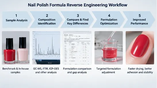 Nail polish formula reverse engineering workflow from sample analysis and composition identification to formulation optimization