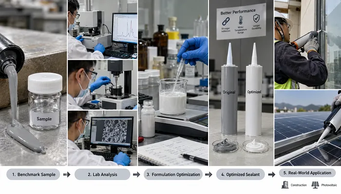 Polyurethane sealant reverse engineering workflow from benchmark sample analysis to formulation optimization and real world application