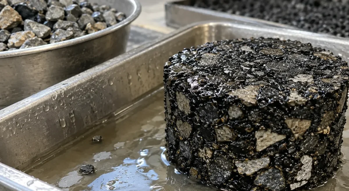 Asphalt mixture tested for moisture resistance and anti stripping performance