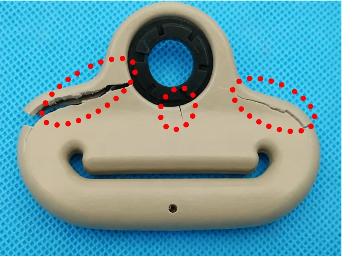Cracked injection molded POM plastic part